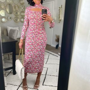 Zara floral cutout midi dress